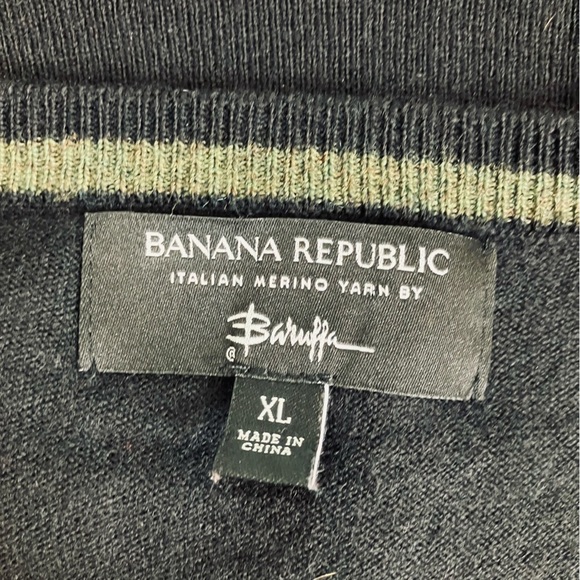 Banana Republic Franco Italian Merino Wool Crew Neck Sweater Black Extra Large - Picture 8 of 8